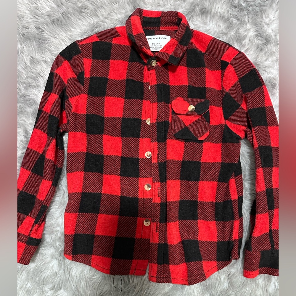 Red Flannel button down shirt Boys Size 4T